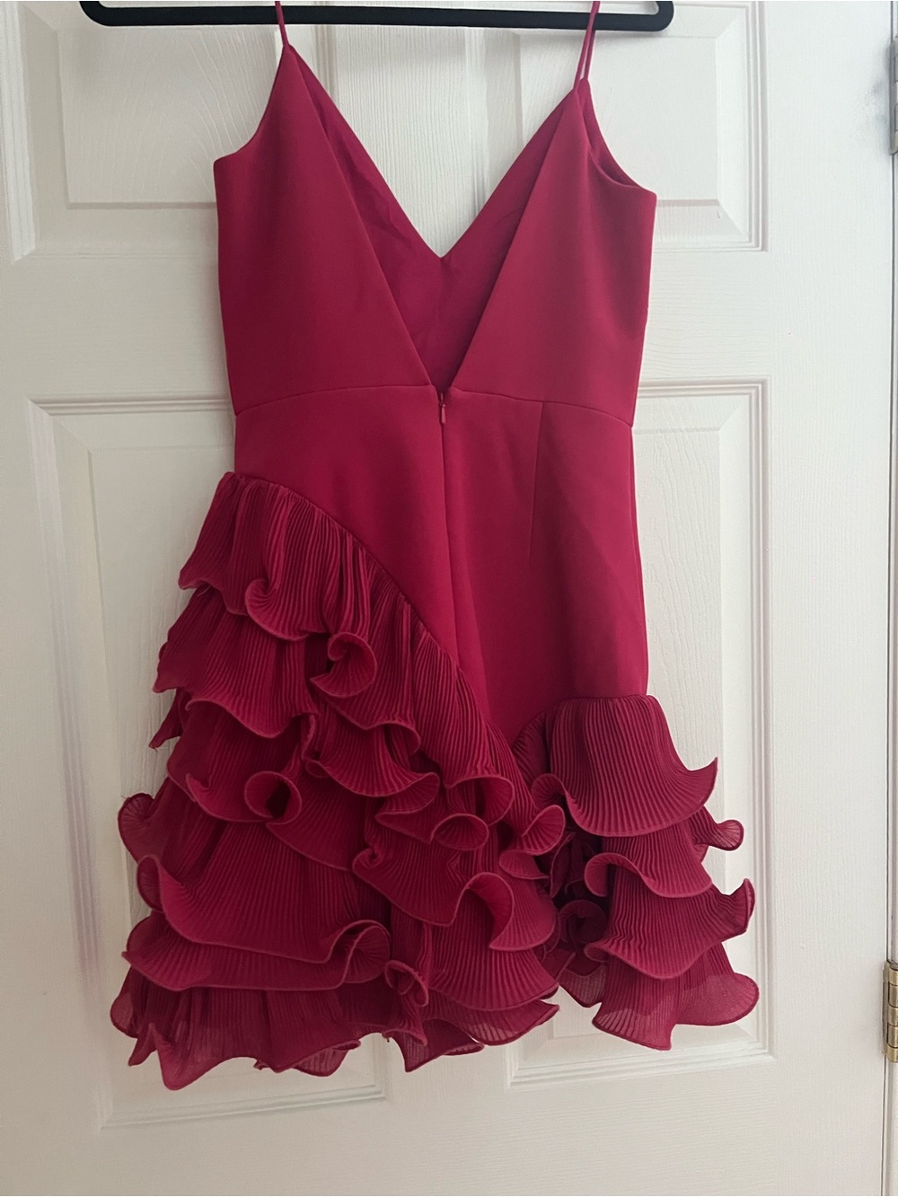 Talula Deep Berry Ruffle Spaghetti-Strap Formal Dress